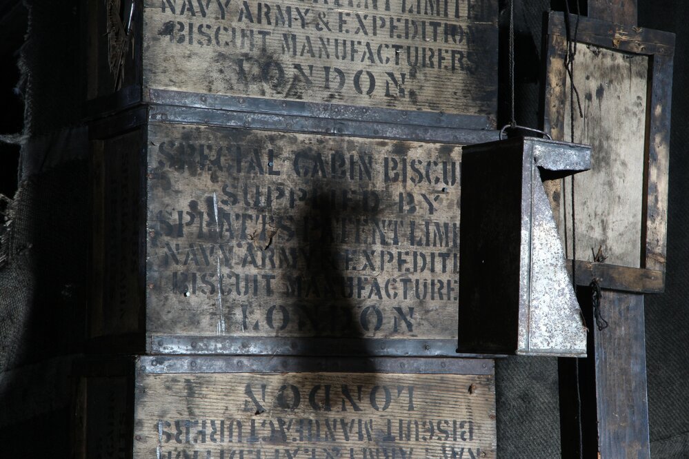 2017-18 Scott's 'Discovery' hut, interior, Stove Area partition box detail