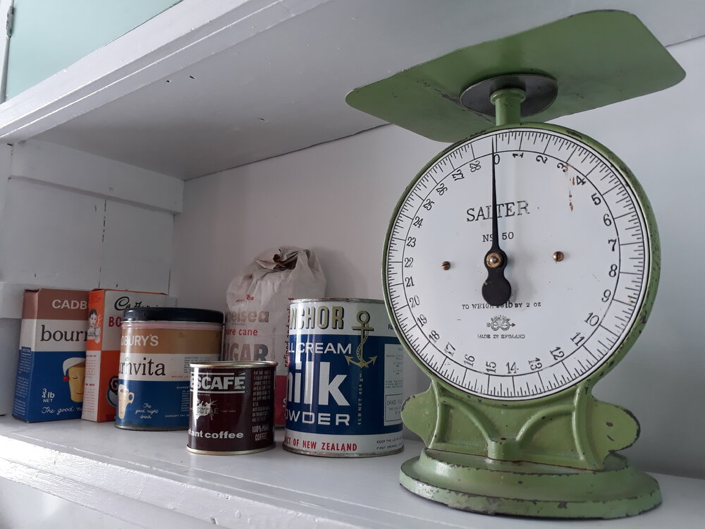 2017-18 Hillary's TAE/IGY hut, interior, scale and pantry supplies