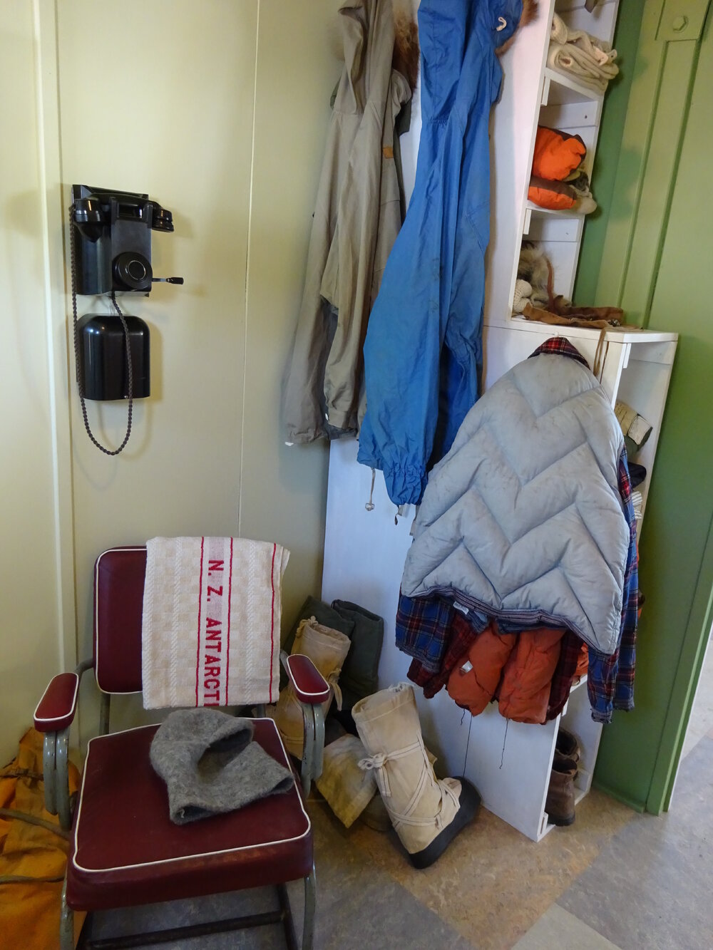2017-18 Hillary's TAE/IGY hut, interior, Hillary's Room artefacts