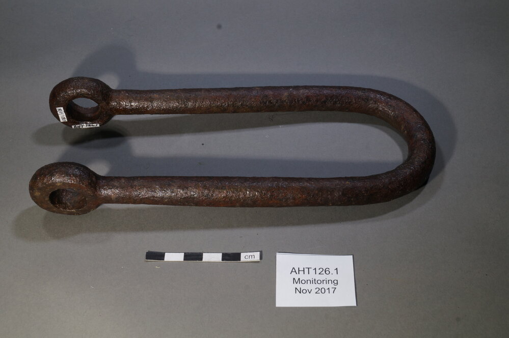 2017-18 Annual artefact monitoring programme, Cape Royds, cast iron clevis (001)