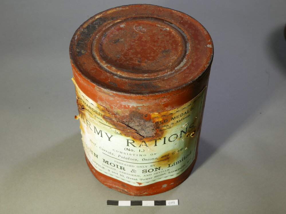 2017-18 Annual artefact monitoring programme, Cape Royds, Army Rations tin (002)