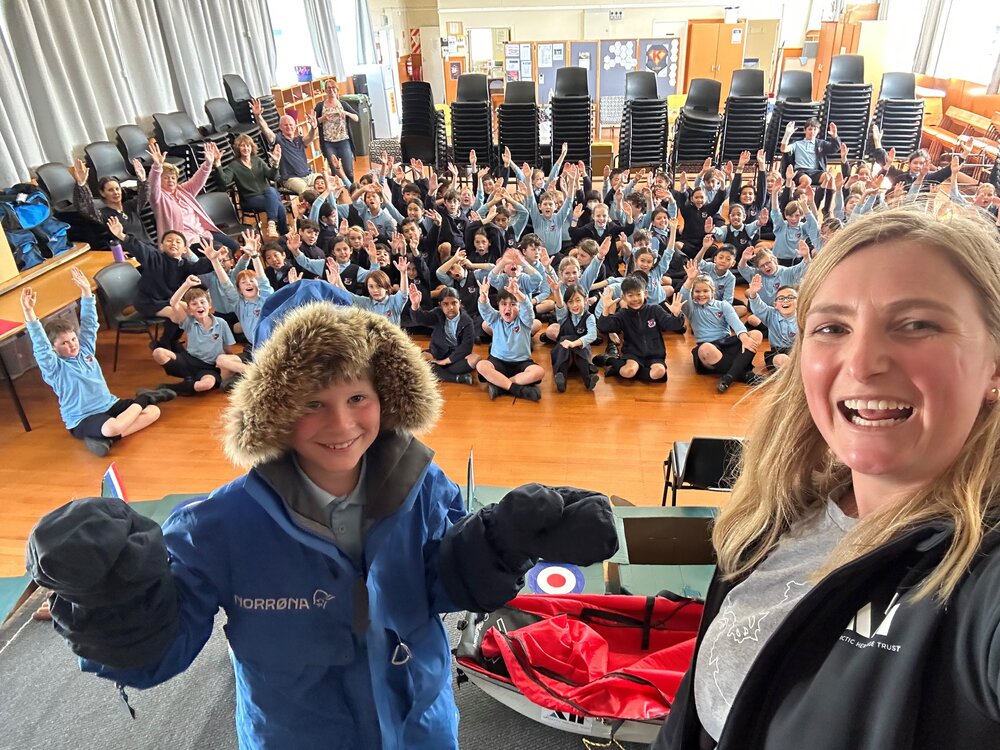 Laura Andrews speaking to students about the South Pole Expedition (009)