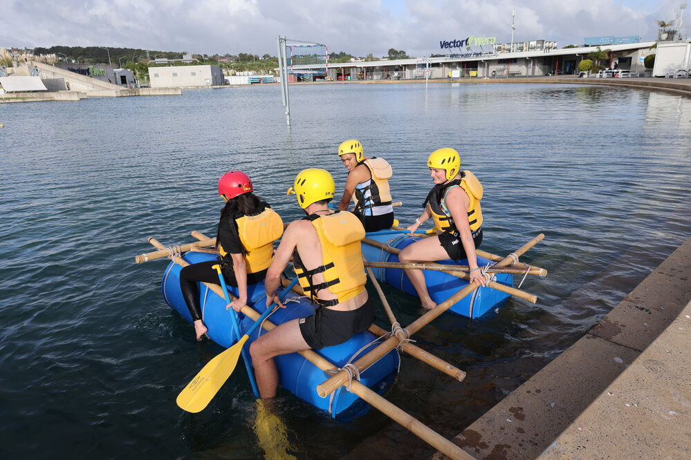 2023 Students with their completed rafts at the Explorer Conference (003)