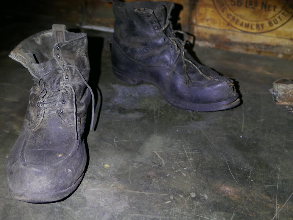 2018-19 Leather boots inside Scott's 'Terra Nova' hut, Cape Evans