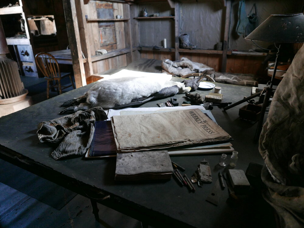 2018-19 Chart table inside Scott's 'Terra Nova' hut, Cape Evans