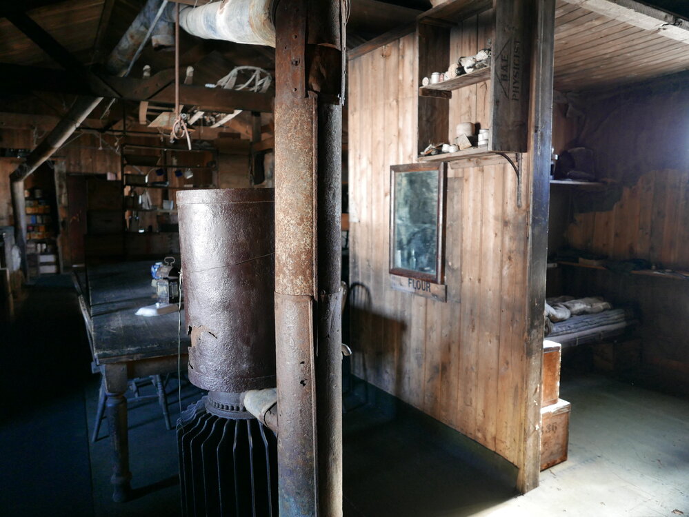 2018-19 Gurney's Patent stove in Scott's 'Terra Nova' Hut, Cape Evans
