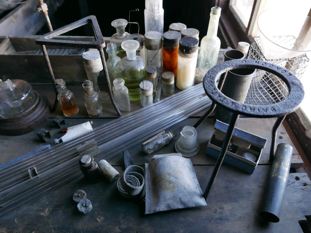 2018-19 Biology bench inside Scott's 'Terra Nova' hut, Cape Evans