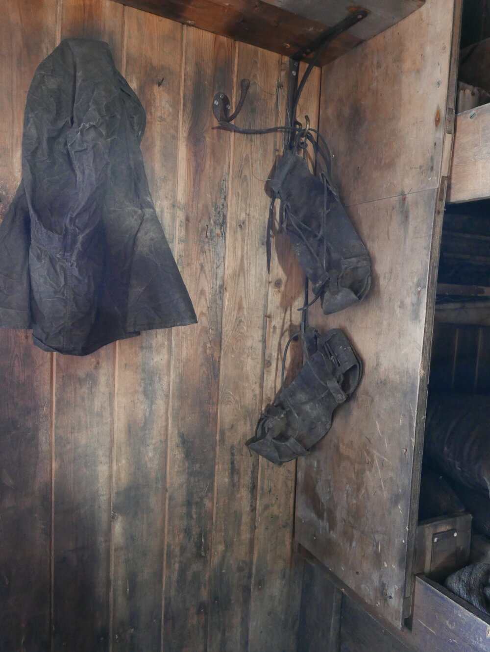 2018-19 Artefacts hung inside Scott's 'Terra Nova' hut, Cape Evans
