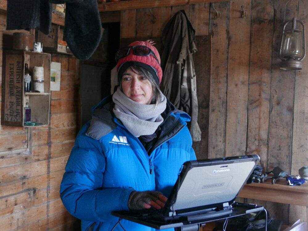 2018-19 Lizzie Meek inside Shackleton's 'Nimrod' hut, Cape Royds
