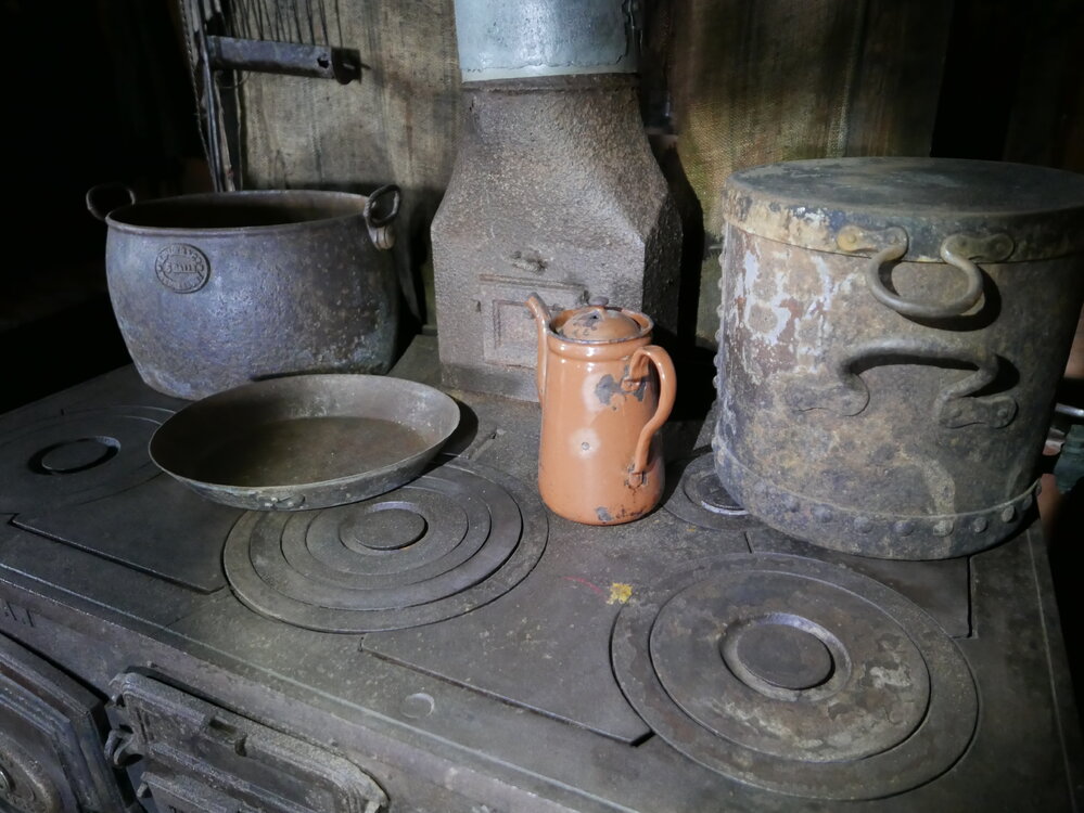 2018-19 Mrs Sam stove inside Shackleton's 'Nimrod' hut, Cape Royds