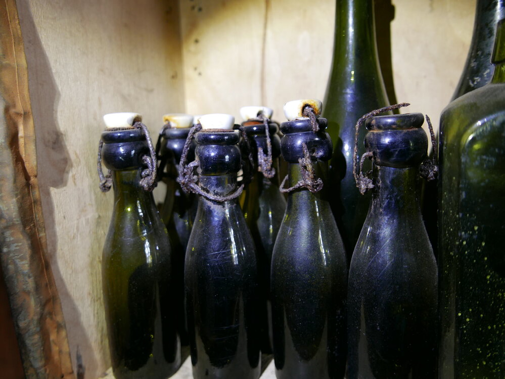 2018-19 Glass bottles inside Shackleton's 'Nimrod' hut, Cape Royds