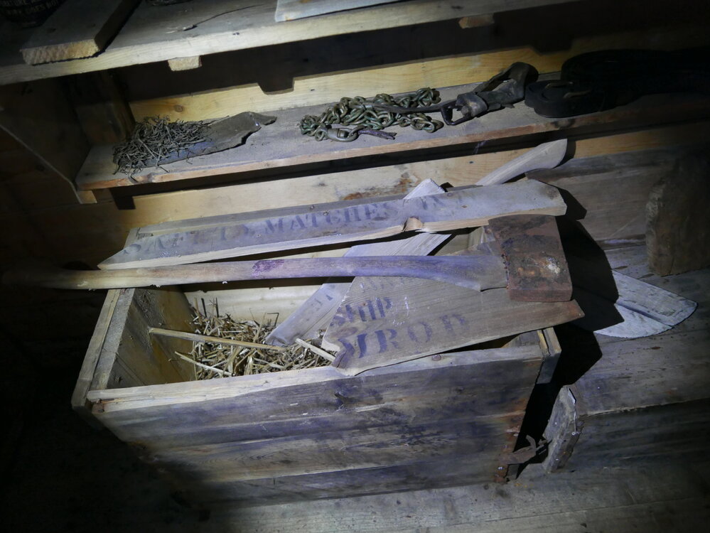 2018-19 Axe inside Shackleton's 'Nimrod' hut, Cape Royds