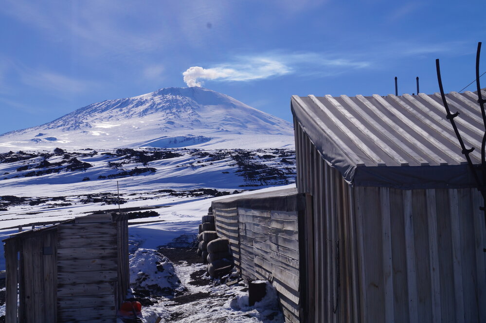 2018-19 Mount Erebus from Scott's 'Terra Nova' hut, Cape Evans