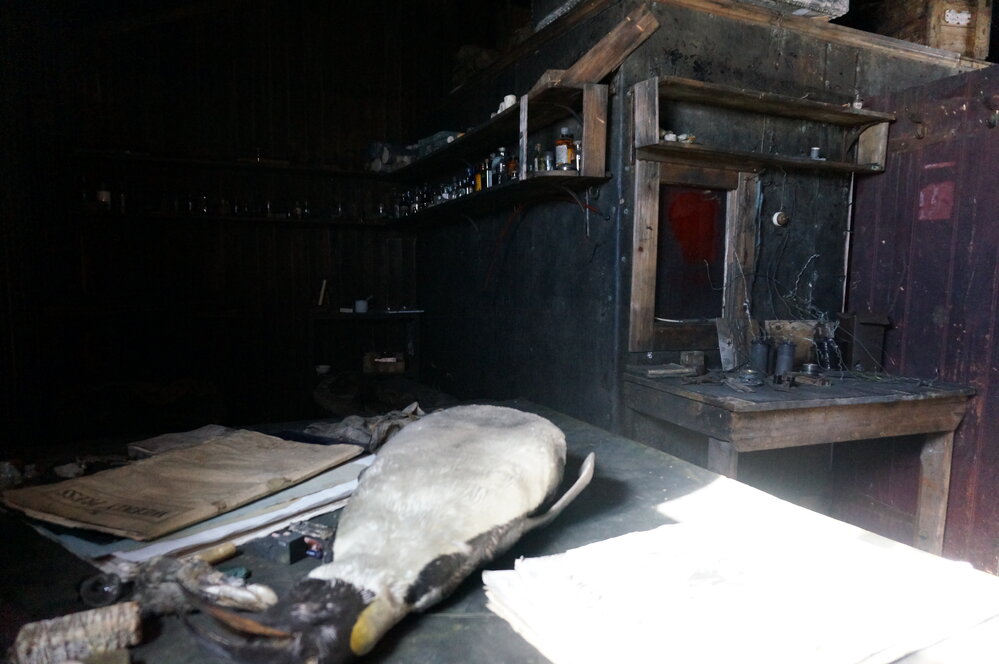 2018-19 Chart table inside Scott's 'Terra Nova' hut at Cape Evans