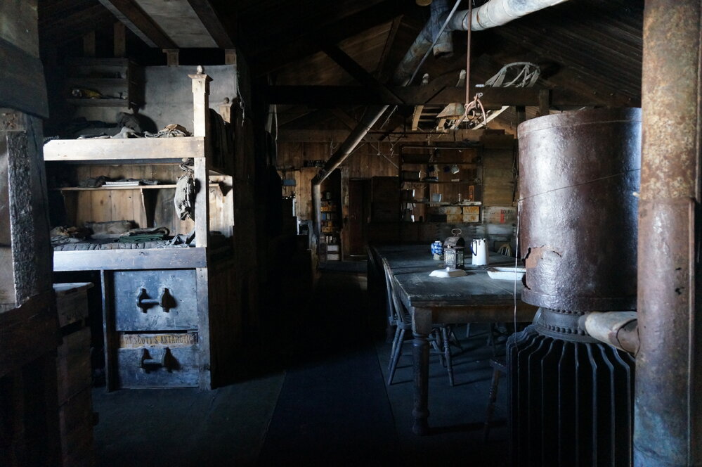 2018-19 Gurney's Patent stove inside Scott's 'Terra Nova' hut, Cape Evans