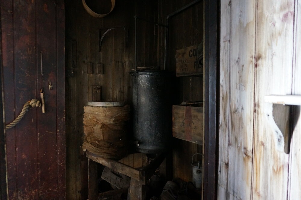 2018-19 Acetylene generator inside Scott's 'Terra Nova' hut, Cape Evans