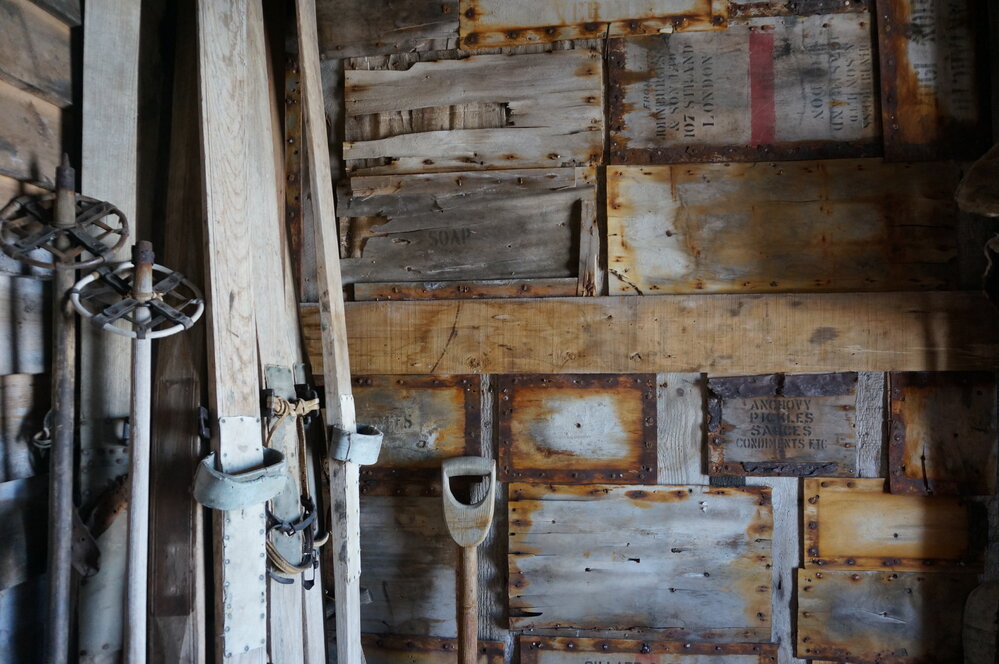 2018-19 Skis in the Annexe inside Scott's 'Terra Nova' hut, Cape Evans
