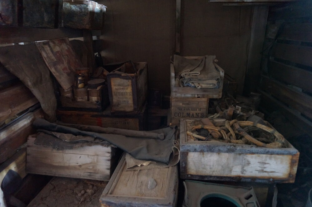 2018-19 Artefacts stored inside Scott's 'Terra Nova' hut, Cape Evans (001)