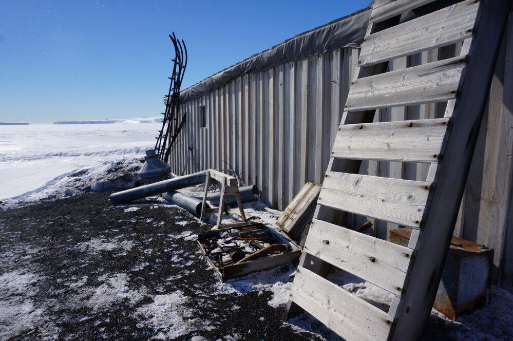 2018-19 West wall of Scott's 'Terra Nova' hut, Cape Evans