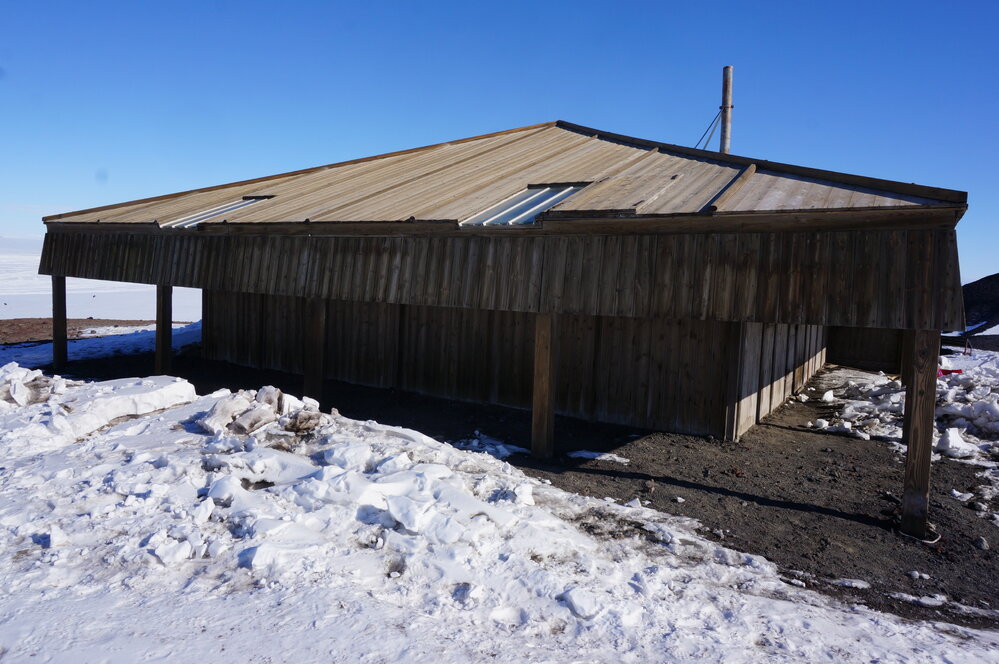 2018-19 East wall of Scott's 'Discovery' hut, Hut Point