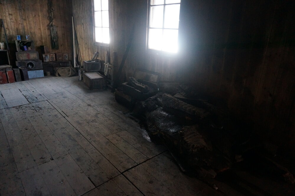 2018-19 Blubber stack inside Scott's 'Discovery' hut, Hut Point