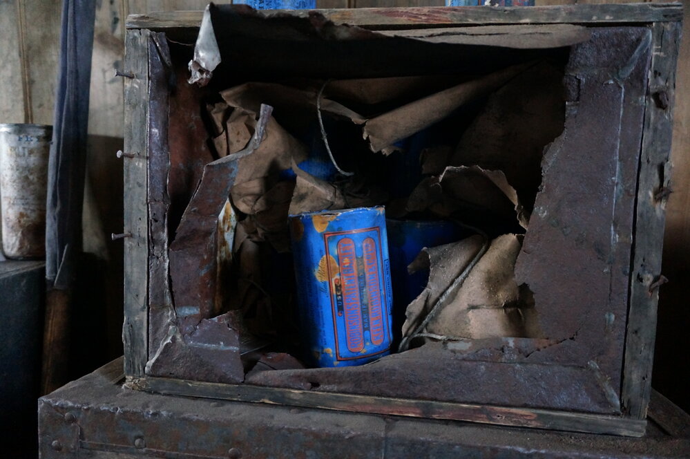 2018-19 Robinson's barley can inside Scott's 'Discovery' hut, Hut Point