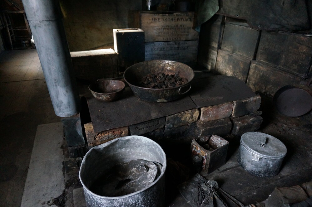 2018-19 Blubber stove inside Scott's 'Discovery' hut, Hut Point