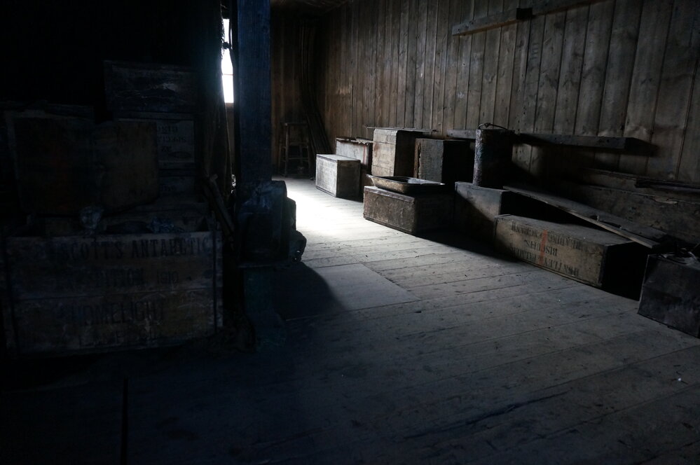 2018-19 Boxes inside Scott's 'Discovery' hut, Hut Point