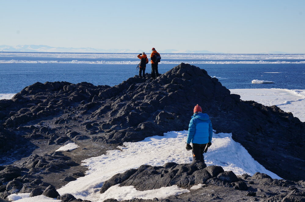 2018-19 AHT team members on a walk near Cape Royds