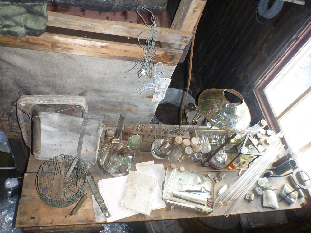 Biology table from above, Scott's 'Terra Nova' hut