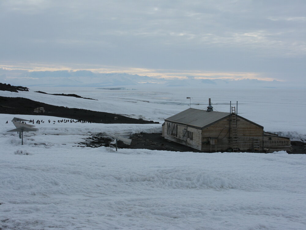 Scott's 'Terra Nova' hut and penguins