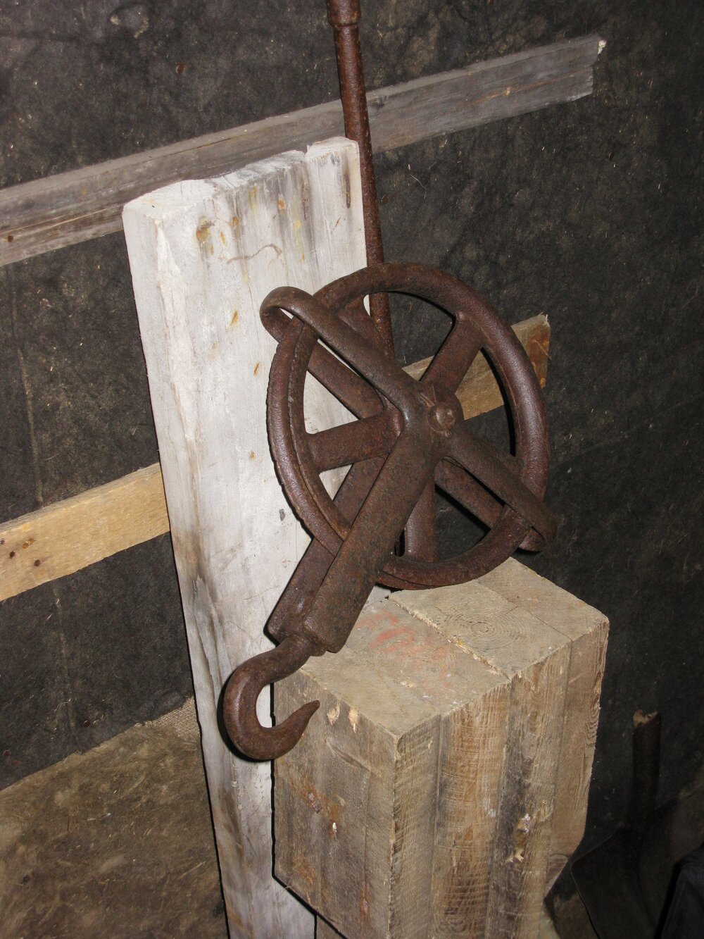 Rope pulley wheel in Mawson's Lab, Shackleton's 'Nimrod' hut