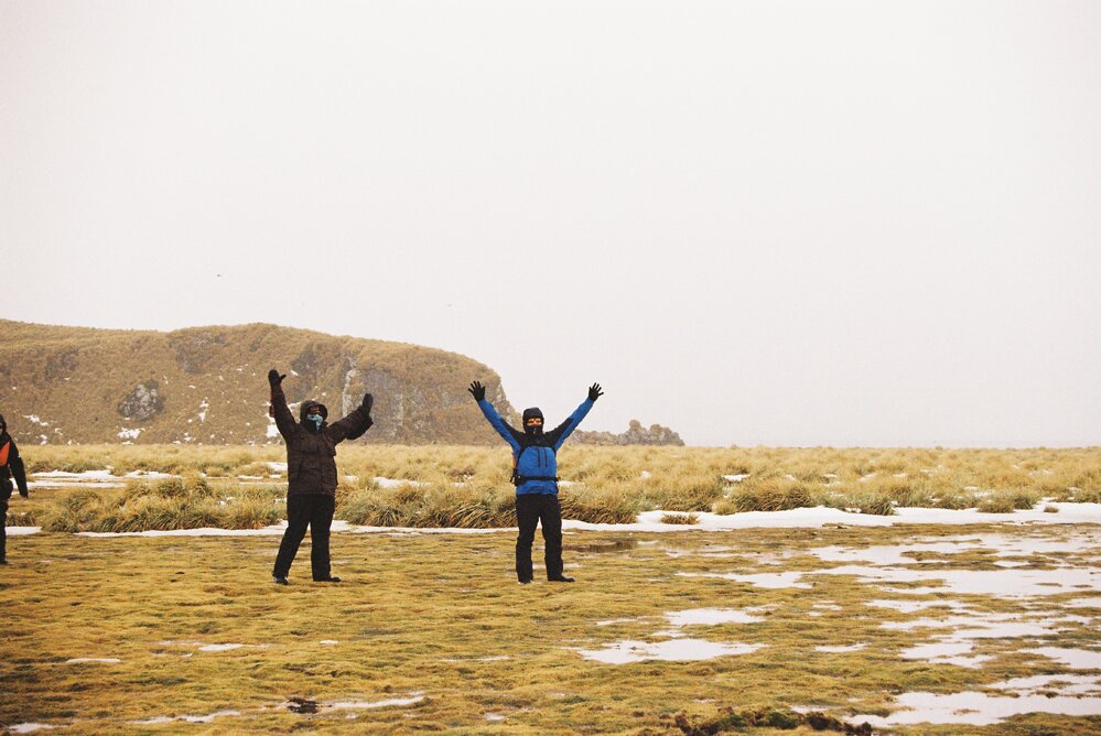 Inspiring Explorer Kaitlyn Martin and AHT staff member Mike Barber on Salisbury Plain, South Georgia