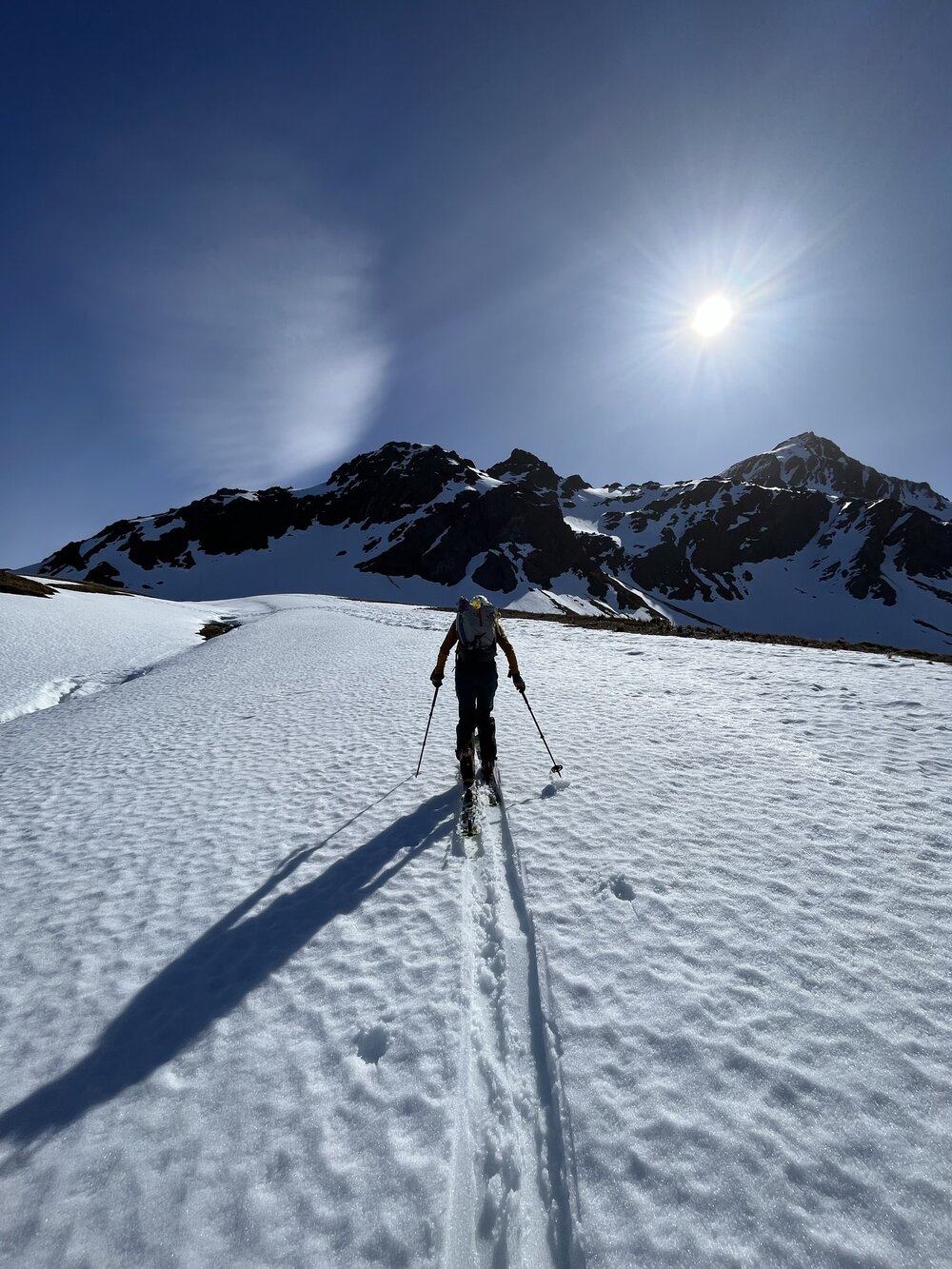 Guide Lydia Bradey ascending Mount Hodges