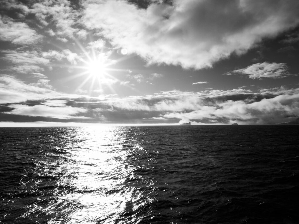 Sunlight over the ocean, South Georgia