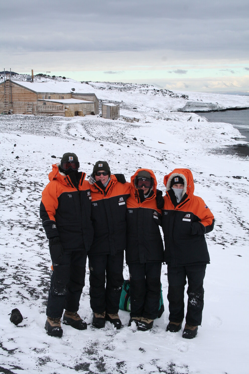 2013-14 AHT Conservators outside Scott's 'Terra Nova' hut, Cape Evans (002)
