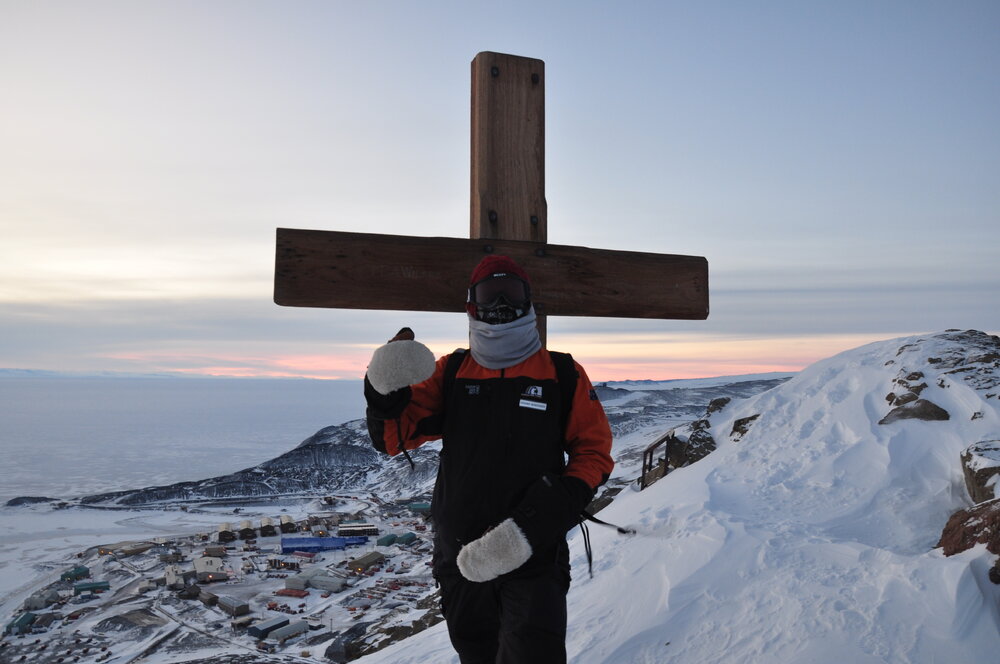 2013-14 Josiah Wagener at the summit of Observation Hill