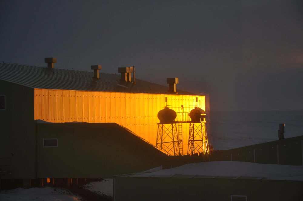 2013-14 Sun lighting buildings at Scott Base