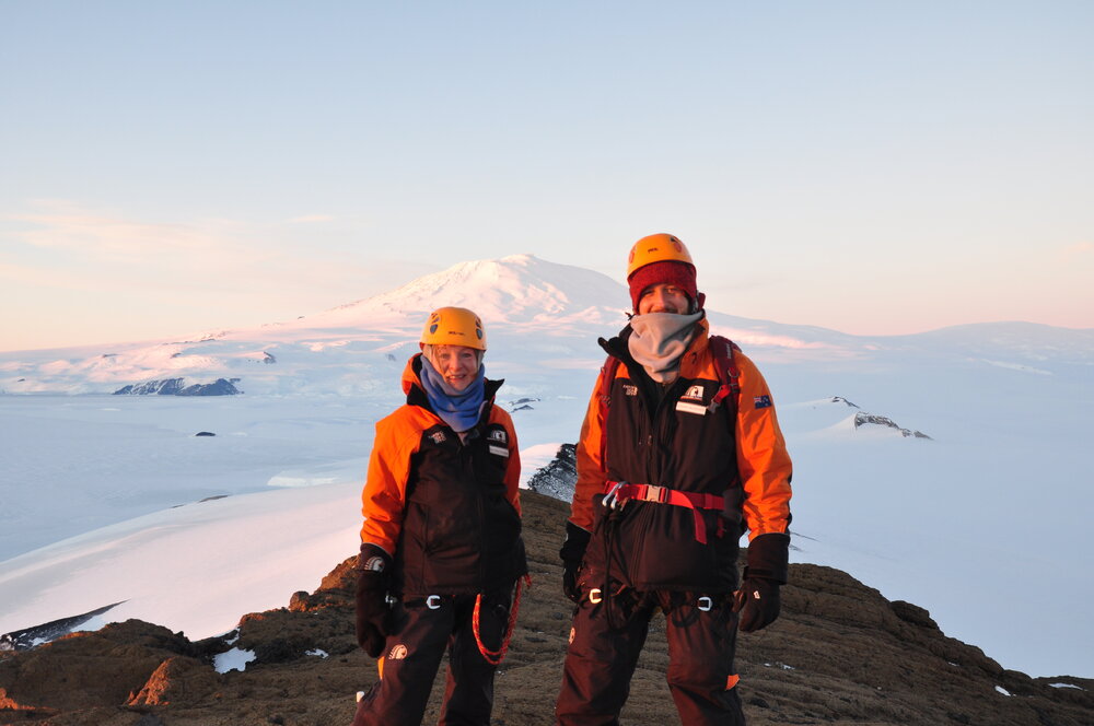 2013-14 Nicola Dunn and Josiah Wagener on a fam trip climbing Castle Rock (001)
