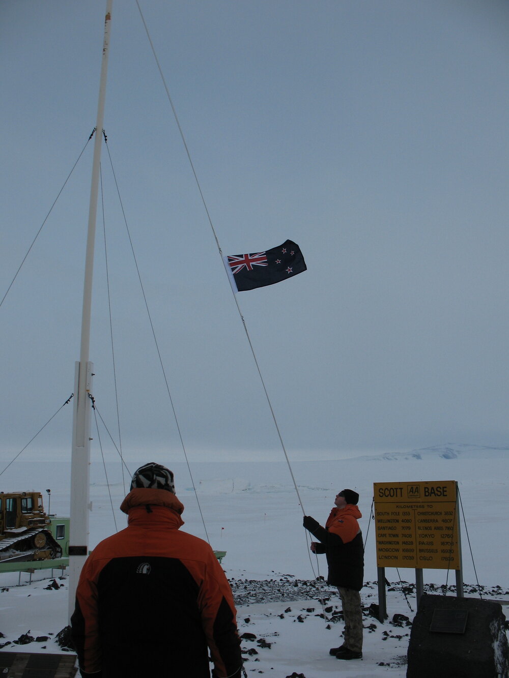 2013-14 Raising the New Zealand flag at Scott Base, Pram Point