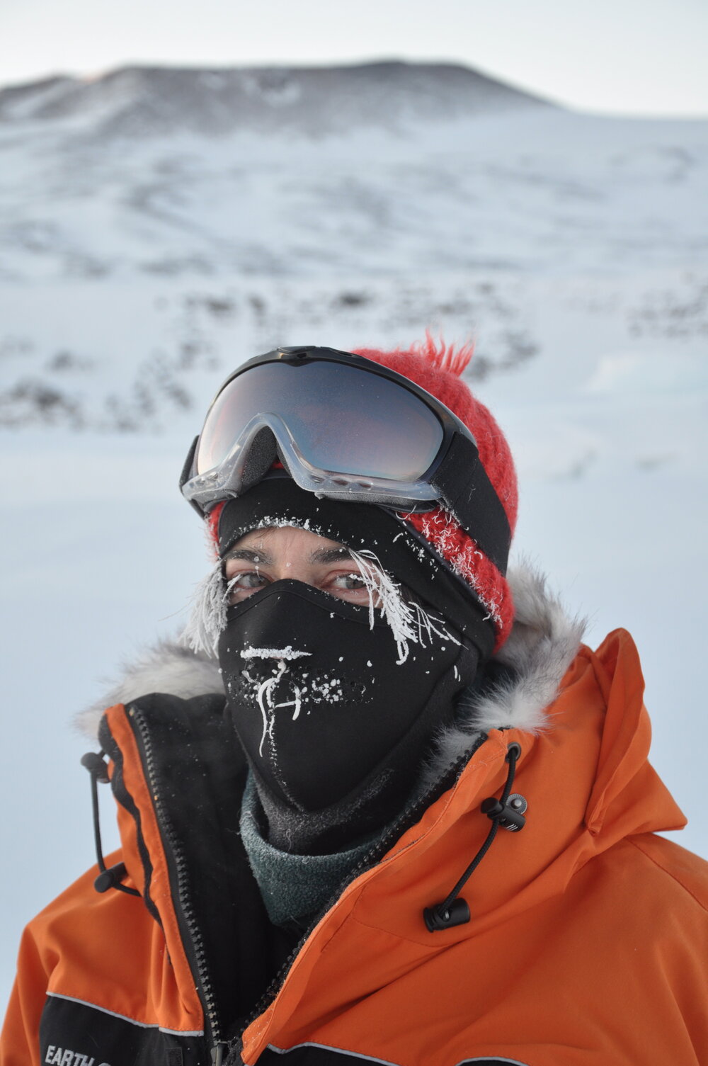 2013-14 Lizzie Meek in front of Mount Erebus