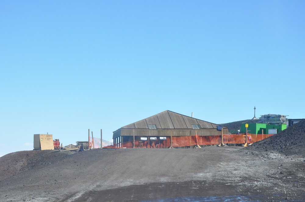 2013-14 AHT site set up around Scott's 'Discovery' hut, Hut Point