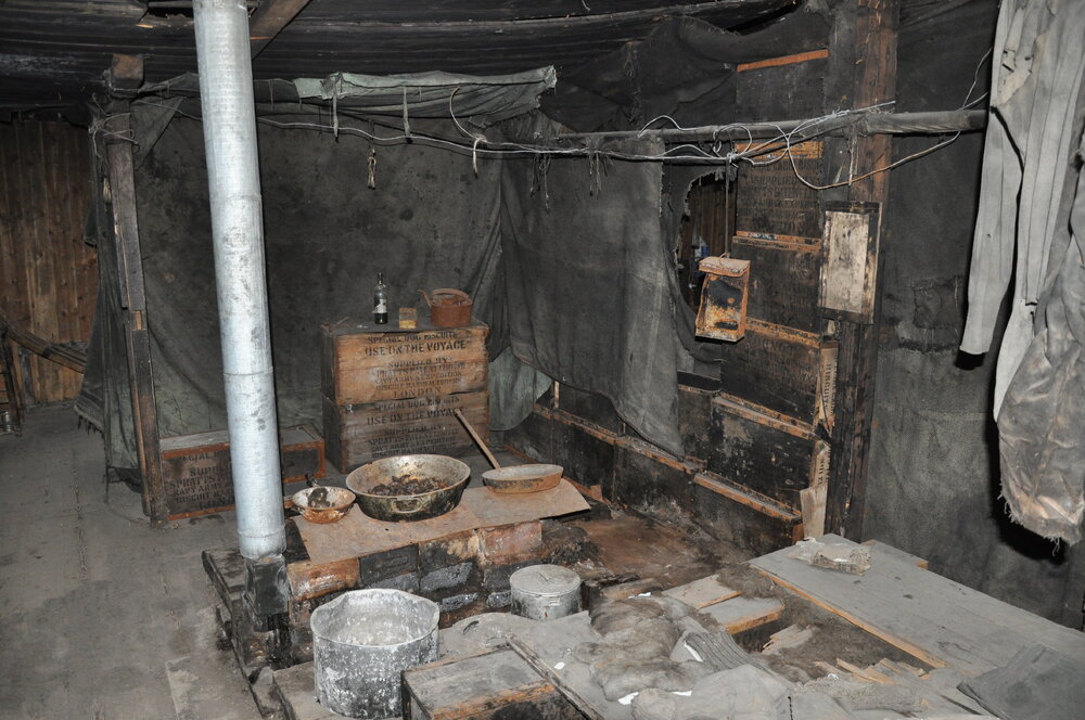 2013-14 Stove area inside Scott's 'Discovery' hut, Hut Point