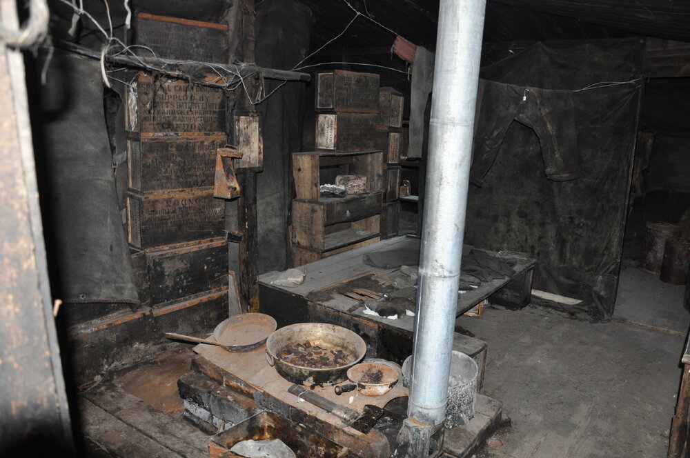 2013-14 Stove area inside Scott's 'Discovery' hut, Hut Point