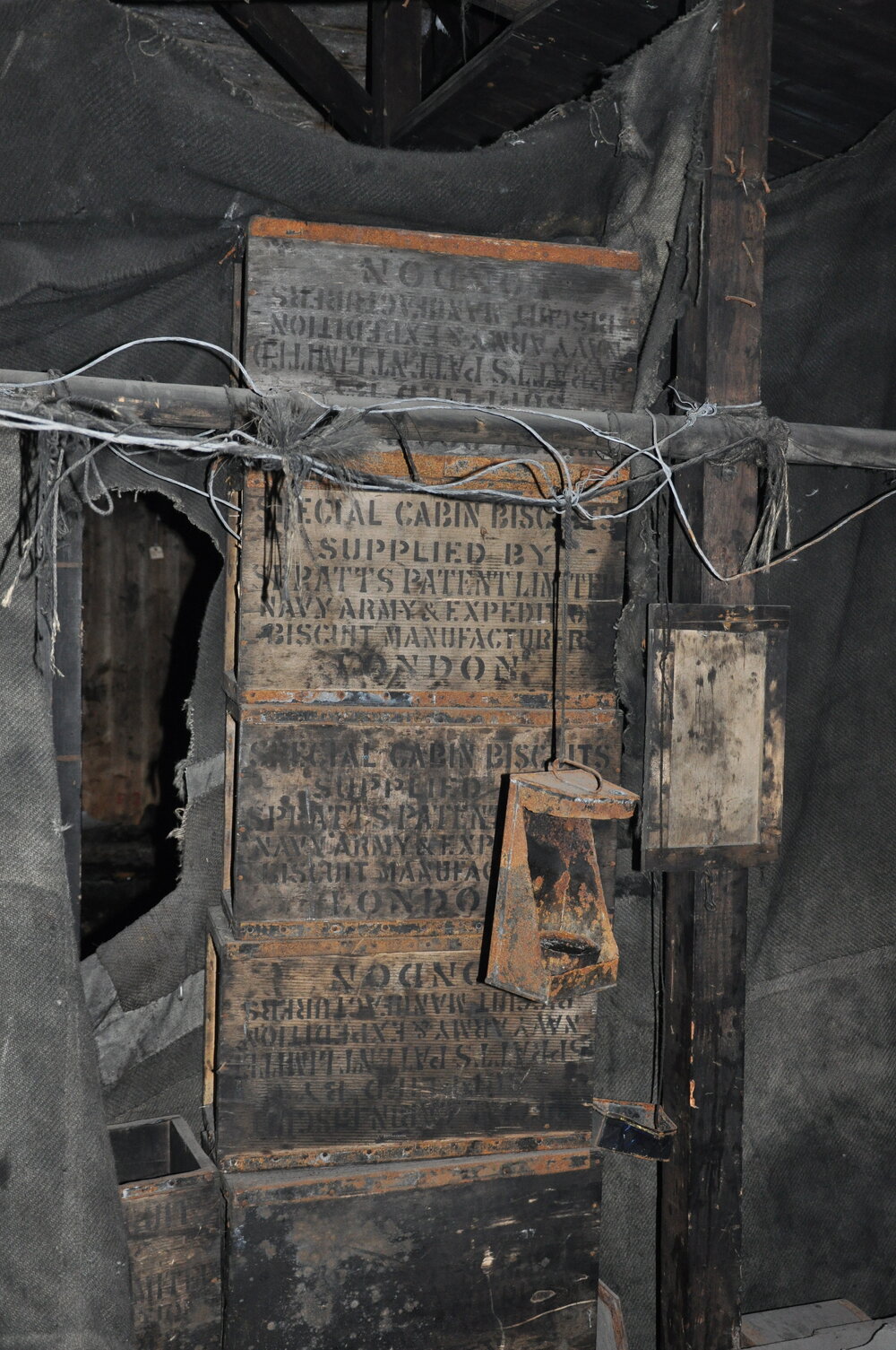 2013-14 Improvised candle holder inside Scott's 'Discovery' hut, Hut Point