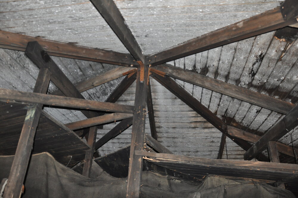2013-14 Ice build-up inside Scott's 'Discovery' hut, Hut Point