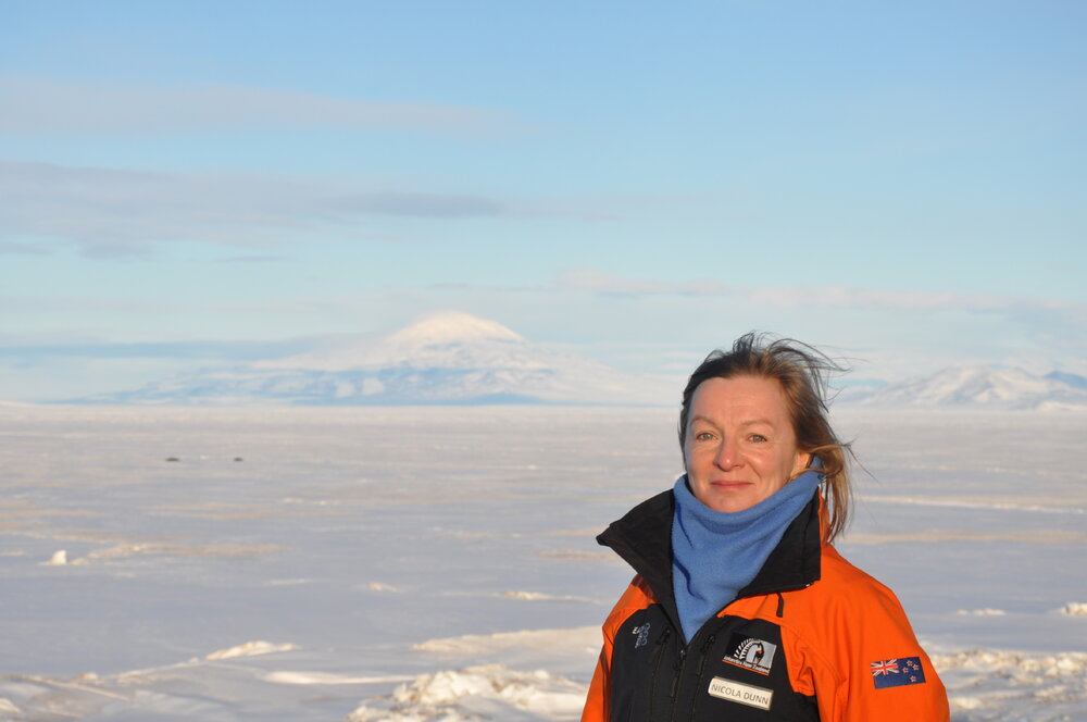 2013-14 Nicola Dunn in front of Mount Erebus