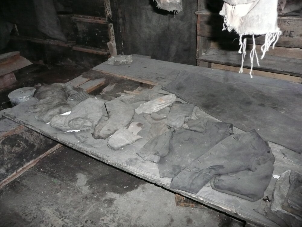 2009-10 Scott's 'Discovery' hut, interior, Ross Sea Party clothing