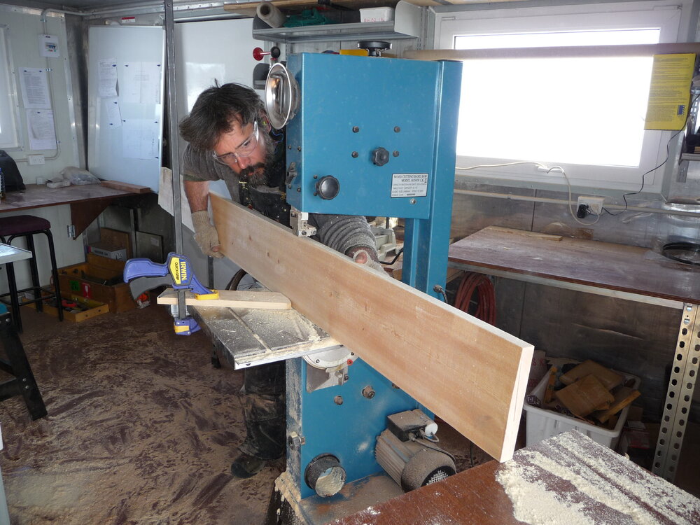 2009-10 AHT's Gord Macdonald working in mobile carpentry workshop at Cape Evans