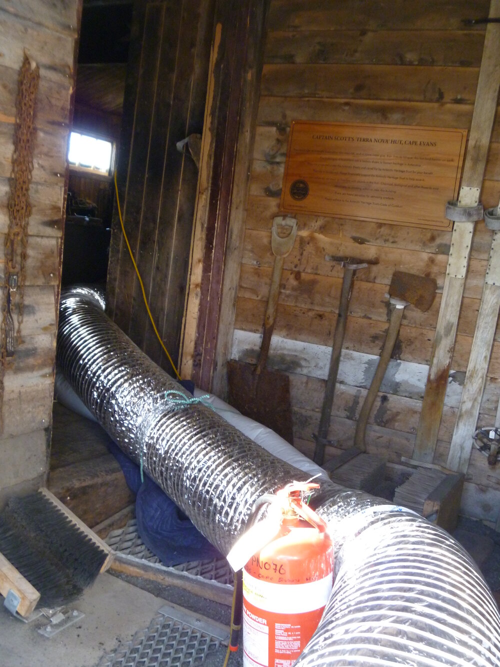 2010-11 Drying the walls of Scott's 'Terra Nova' hut, Cape Evans